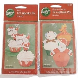 🟢 Wilton Christmas Cupcake Pix, Set of 2